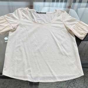 Zara Cream Blouse with Puff Sleeves